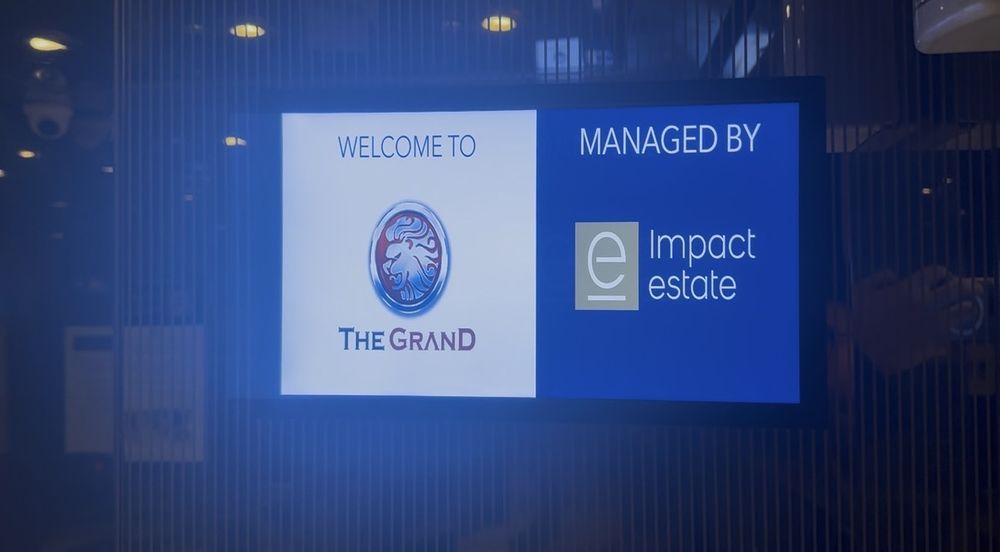 Lobby screen at The Grand Tower